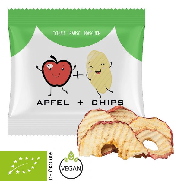 bio jablečné lupínky 15g, veganské, sáček s vlastním potiskem